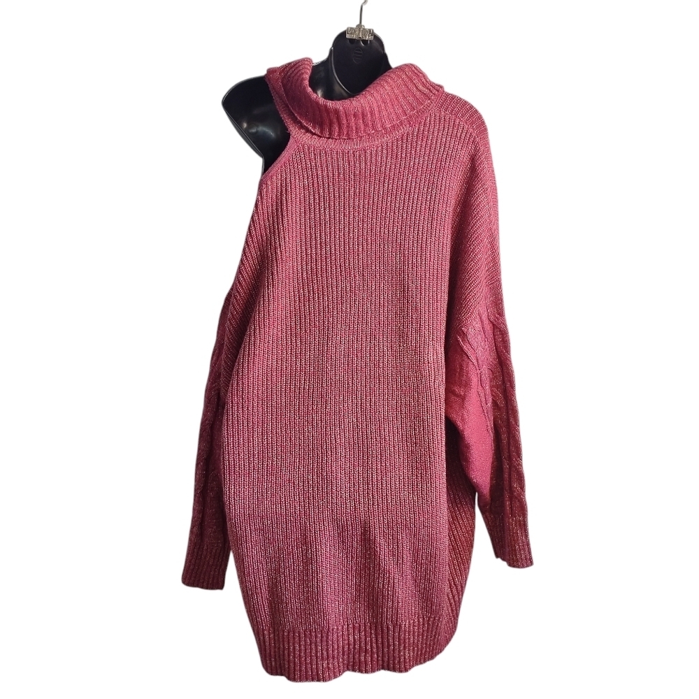 Torrid Metallic Pullover Turtle Neck Cold Shoulde… - image 5